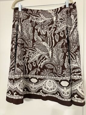 Talbots Brown and White Print Skirt